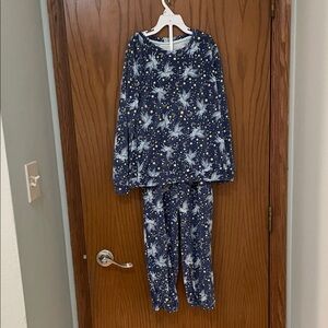 FALLS CREEK UEC Girls Sz Large (10/12) Navy Starry Unicorn Fuzzy Pajama Set